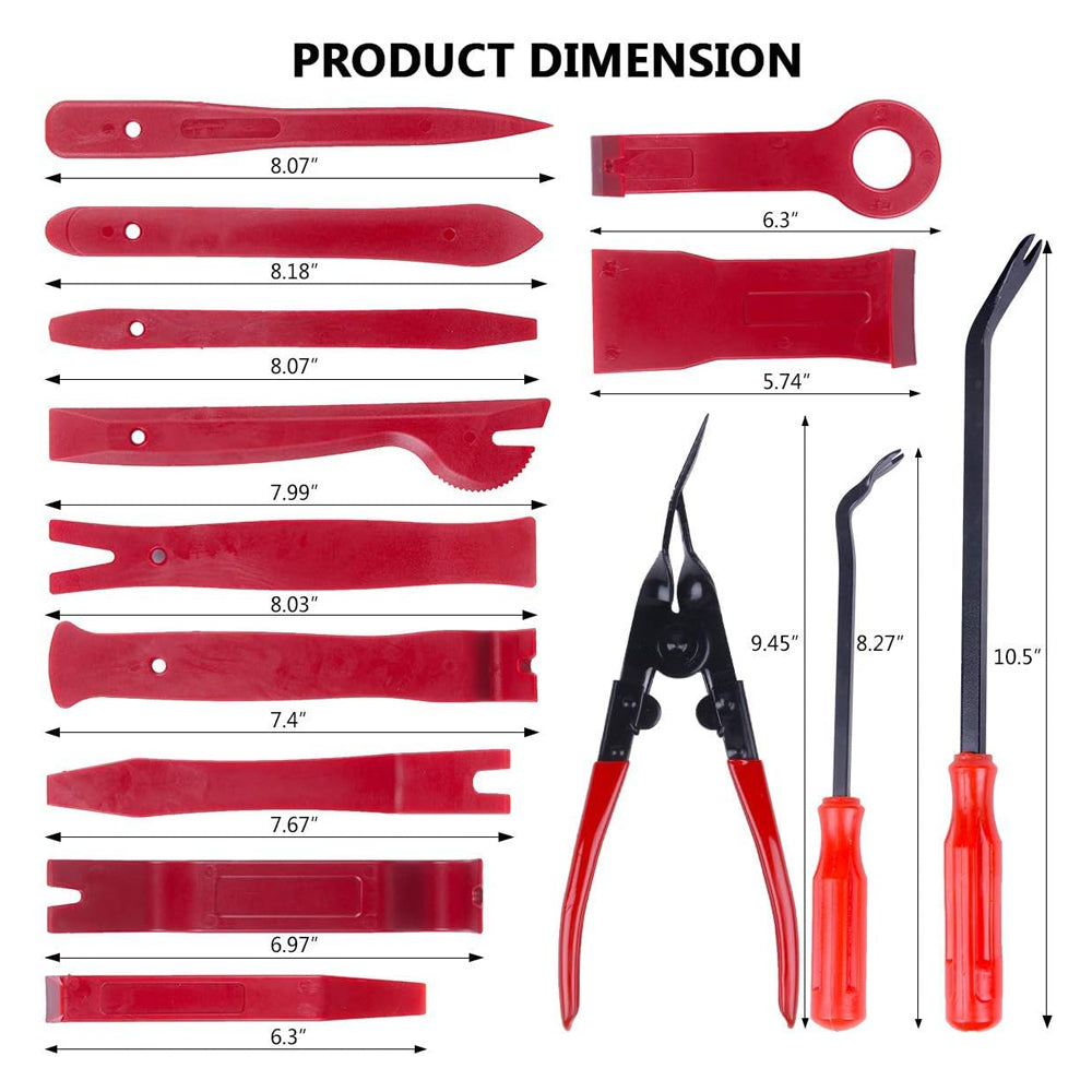19-Piece Auto Trim Removal Kit – Car Panel Pry Tool Set for Dashboard, Stereo & Interior
