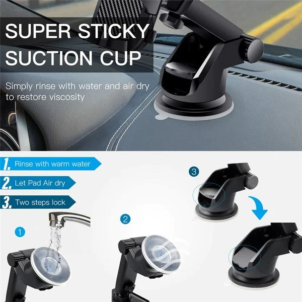 360° Universal Car Phone Mount – Windshield Holder for Mobile, Cell Phone & GPS
