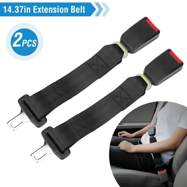 2-Pack Car Seat Belt Extender – 14.37" Safety Belt Buckle Tongue Webbing Extension
