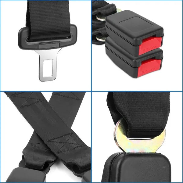 2-Pack Car Seat Belt Extender – 14.37" Safety Belt Buckle Tongue Webbing Extension