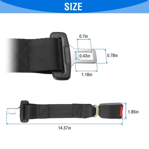 2-Pack Car Seat Belt Extender – 14.37" Safety Belt Buckle Tongue Webbing Extension